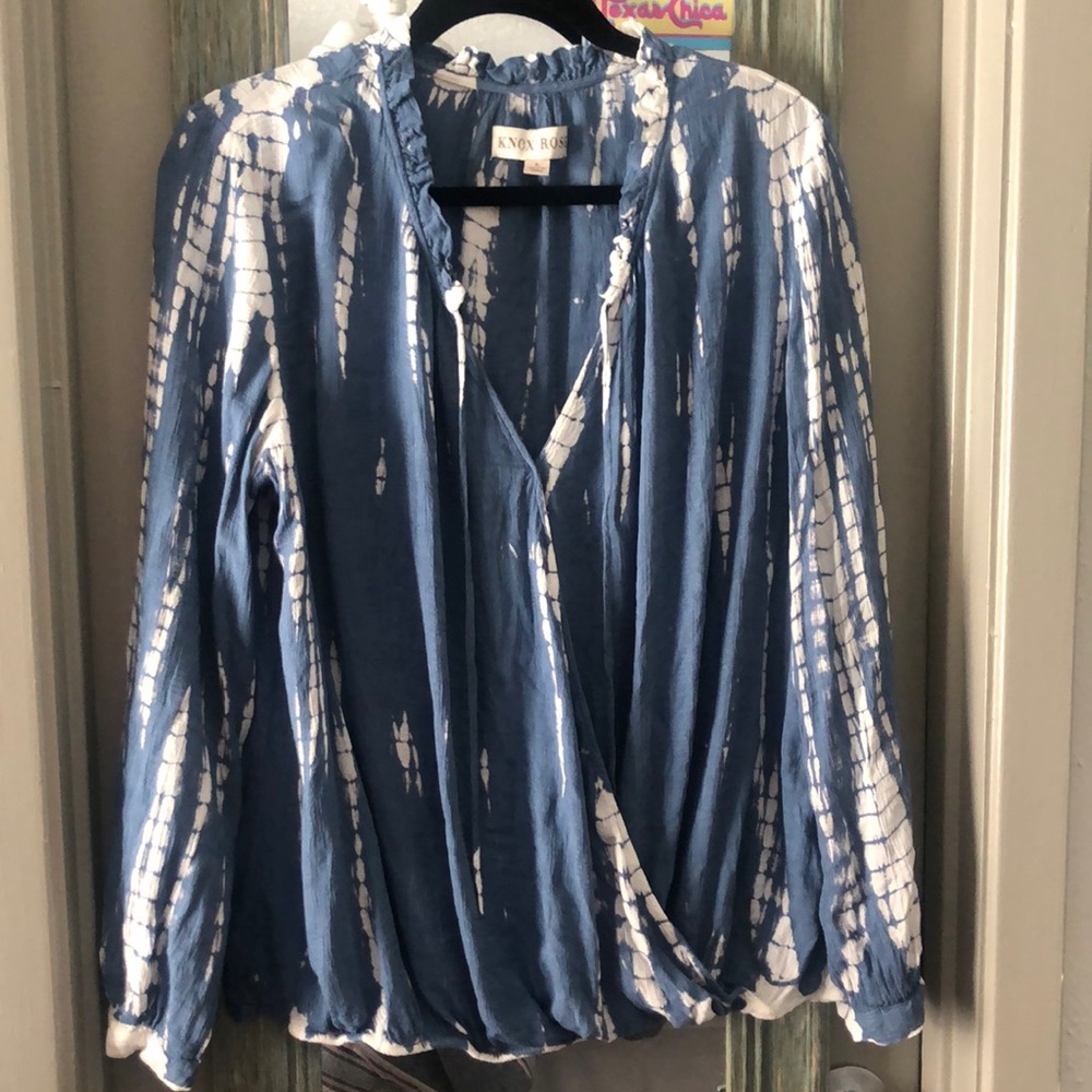 Knox Rose Boho Tie Dye Faux Wrap Shirt